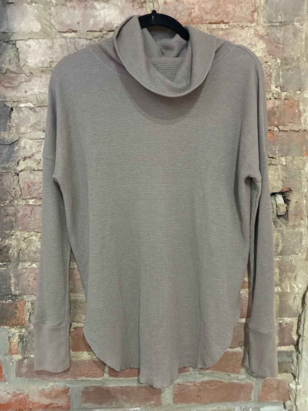 Aritzia Babaton Taupe Cowl Neck Waffle Sweater S